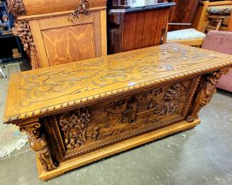 Carved hope chest