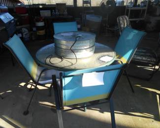 PATIO SET AND EGG INCUBATOR