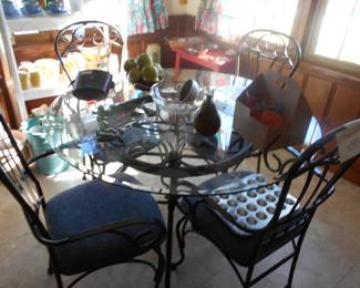 Metal & glass table 4 chairs