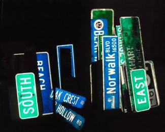 Stacks of street signs