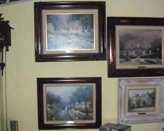 Every room is full of art- Many Thomas Kinkades.