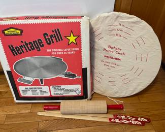 HERITAGE LEFSA GRIDDLE, BETHANY PASTRY BOARD AND CLOTH