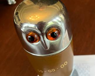 $240. Mid Century leather and stainless German designed shotglass holder & shot glasses. Shot glasses are inside.