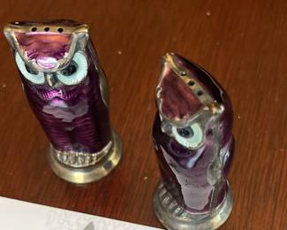 $190. David Andersen Norway enamel and sterling owl shakers.