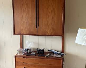 Part of a set being sold together unless we get two people interested in each separately. This drawer/cabinet side is 34.5"w x 15"d x 78"h from the floor to the top of the cabinet - the poles are 80" long each.