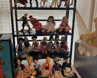 Part of the doll collection for sale during in-person sale Friday & Saturday.