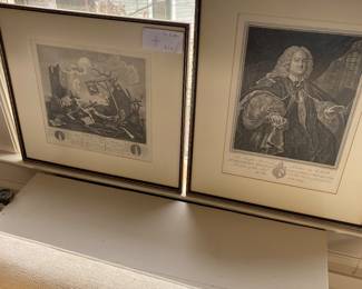 Two Hogarth etchings for sale in their individual photos next