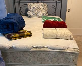 $80. Queen Bed with metal headboard and mattress set.