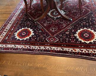 $480. Gorgeous antique oriental carpet. 10'1" x 6' 11" As found sun fading shown in next photo.