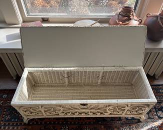 interior view of the wicker trunk or chest.