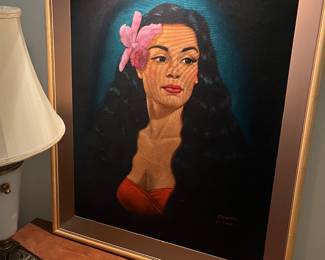 $380 Honolulu artist Bill Erwin known for velvet paintings of Hawaiians. 28"w x 34"h