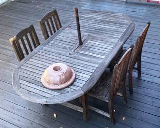 teak table and chairs