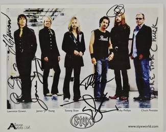 Styx Autographed Band Promotion Card