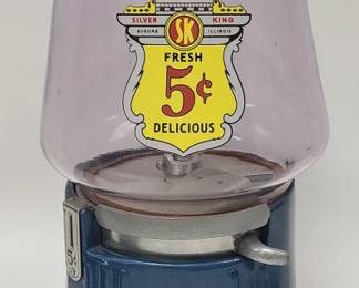 Vintage Silver King 5 Cent Gumball Machine