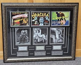 Large Classic Film Monsters Autograph Display