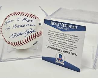 Pete Rose "Sorry I Bet" Signed Baseball - Beckett