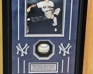 Mickey Mantle Signed Ball & Yankee Stadium Seat