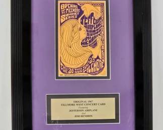 1967 Jimi Hendrix Fillmore West Concert Card