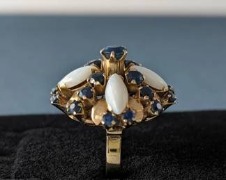 Vintage 14k BB Siam (Thailand) Opal & Sapphire Ring