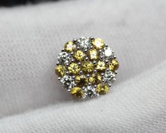 18K WHITE GOLD YELLOW SAPPHIRE AND DIAMOND PENDANT