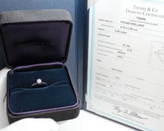 TIFFANY&CO DIAMOND ENGAGEMENT RING PLATINUM + CERT