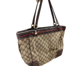 GUCCI TOTE BAG LEATHER CANVAS