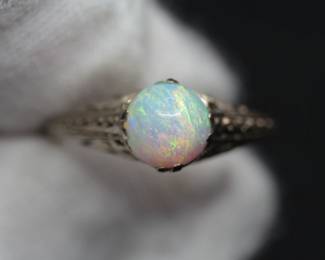 18K WHITE GOLD ART OPAL RING