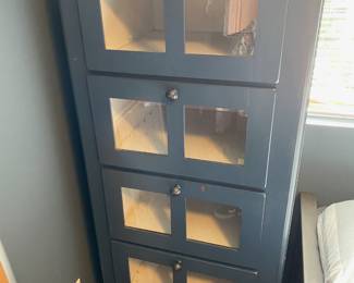 5 Tier Blue Painted Display Cabinet with Glass Doors