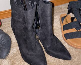 Black Suede High Heeled Boots 
