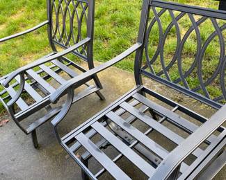 Pair of Black Metal Outdoor Patio Chairs
