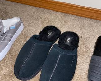 UGG  Black Suede Leather Slippers
