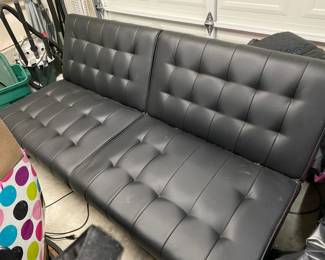 Modern Black Faux Leather Couch
