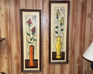 Pair Mid-Century Florals by Paillava, Donald Art Co.
