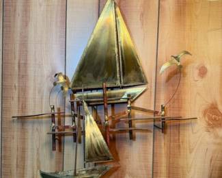 Brass sailboat wall hanging