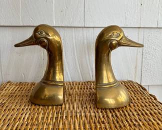 Brass duck head bookends