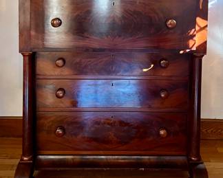 Antique Crotch Mahogany Secretary Desk