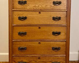Vintage Oak Highboy Dresser