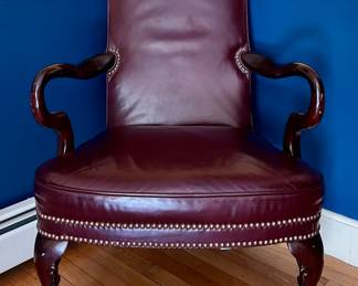 Leather Armchair with Nailhead Trim