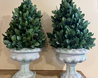 (2) Faux Boxwood Topiaries