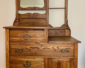 Vintage Tiger Oak Wash Stand Dresser