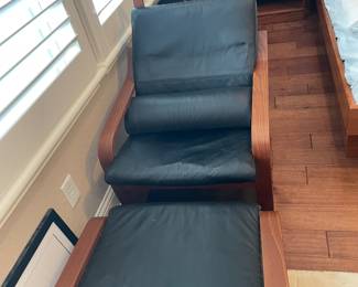 IKEA leather sling chair and ottoman 