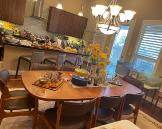 Vintage Danish teak table with 8 chairs butterfly leaf Eric Buch style