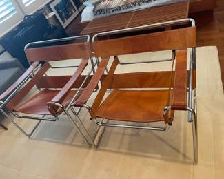 Vintage mid century leather Wassily chairs