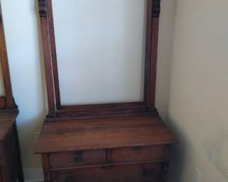 Antique Oak wash stand and dresser shown with mirrors attached  Part of 3 piece set 