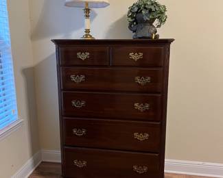 Ethan Allen King size bed, dresser , mirror and chest of drawers