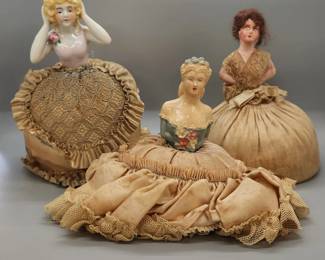 Porcelain and Bisque Pincushion Dolls