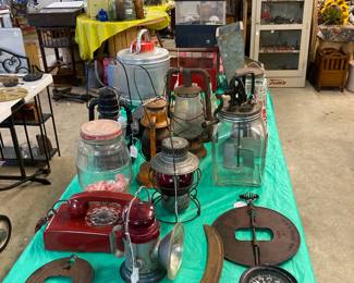 Butter churn and lanterns 