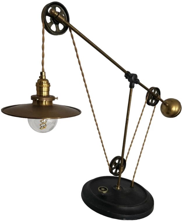 Steampunk Pulley Adjustable Lamp