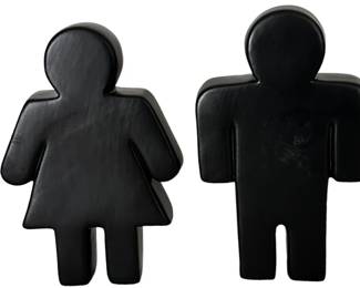 Set of decorative ceramic female and male symbols in matte black