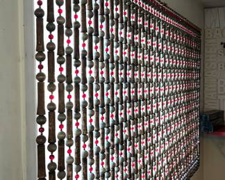 Wood and cork beaded curtains